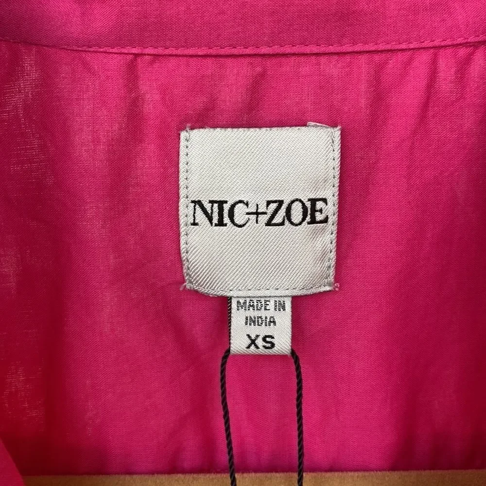 NEW With Tag Hot Pink Cotton Button Front Blouse By Nic+Zoe